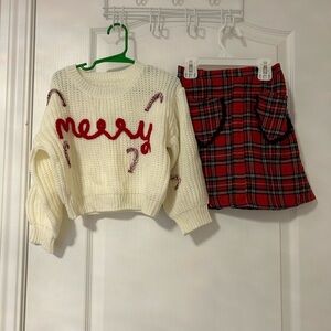 SHEIN Cream and Red Kids Matching Set